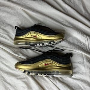 New Nike Air Max 97 QS Black Red Metallic Gold